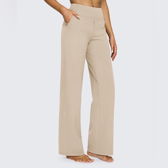 Elegant Beige Wide-Leg Women's Pants - Picture 1 of 9